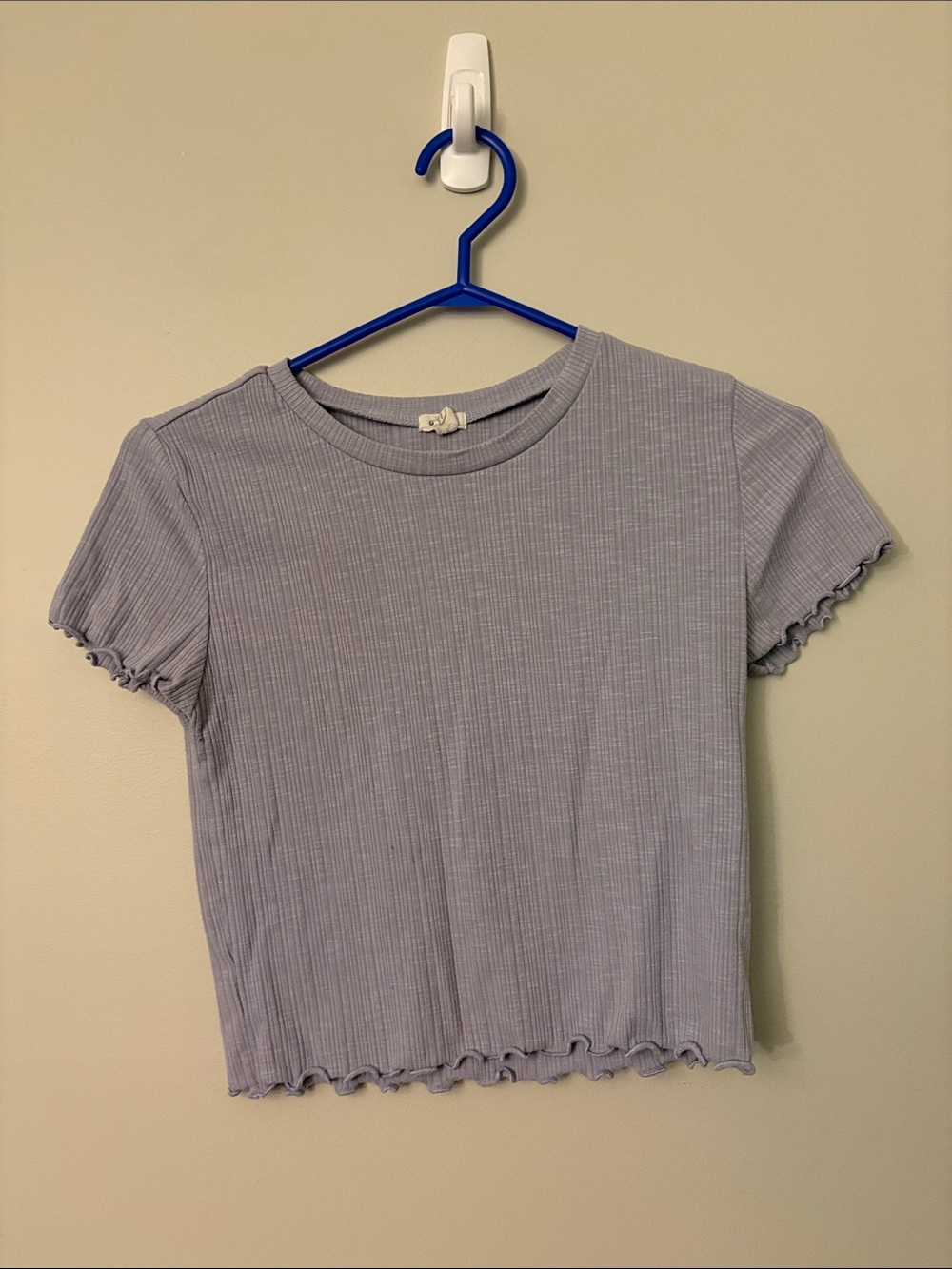 Garage Lavender Ribbed Lettuce-Edge Crop Tee